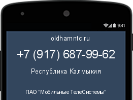 Мобильный номер +79176879962. Оператор - ПАО "Мобильные ТелеСистемы". Регион - Республика Калмыкия
