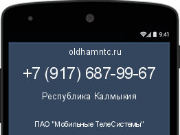 Мобильный номер +79176879967. Оператор - ПАО "Мобильные ТелеСистемы". Регион - Республика Калмыкия