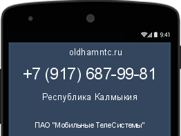 Мобильный номер +79176879981. Оператор - ПАО "Мобильные ТелеСистемы". Регион - Республика Калмыкия