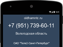 Мобильный номер +79517396011. Оператор - ОАО "Теле2-Санкт-Петербург". Регион - Вологодская область