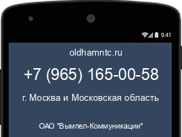 Мобильный номер +79651650058. Оператор - ОАО "Вымпел-Коммуникации". Регион - г. Москва и Московская область