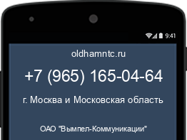 Мобильный номер +79651650464. Оператор - ОАО "Вымпел-Коммуникации". Регион - г. Москва и Московская область