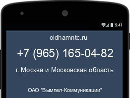 Мобильный номер +79651650482. Оператор - ОАО "Вымпел-Коммуникации". Регион - г. Москва и Московская область