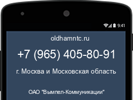 Мобильный номер +79654058091. Оператор - ОАО "Вымпел-Коммуникации". Регион - г. Москва и Московская область