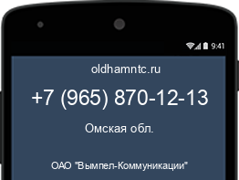 Мобильный номер +79658701213. Оператор - ОАО "Вымпел-Коммуникации". Регион - Омская обл.