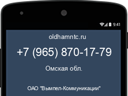 Мобильный номер +79658701779. Оператор - ОАО "Вымпел-Коммуникации". Регион - Омская обл.