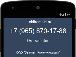 Мобильный номер +79658701788. Оператор - ОАО "Вымпел-Коммуникации". Регион - Омская обл.