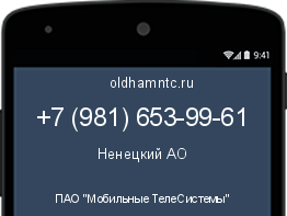 Мобильный номер +79816539961. Оператор - ПАО "Мобильные ТелеСистемы". Регион - Ненецкий АО