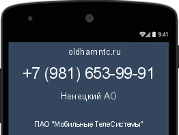 Мобильный номер +79816539991. Оператор - ПАО "Мобильные ТелеСистемы". Регион - Ненецкий АО