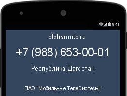 Мобильный номер +79886530001. Оператор - ПАО "Мобильные ТелеСистемы". Регион - Республика Дагестан