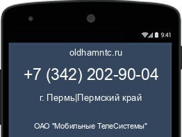 Мобильный номер +73422029004. Оператор - ОАО "Мобильные ТелеСистемы". Регион - г. Пермь|Пермский край