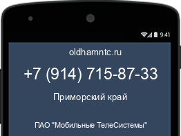 Мобильный номер +79147158733. Оператор - ПАО "Мобильные ТелеСистемы". Регион - Приморский край