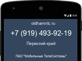 Мобильный номер +79194939219. Оператор - ПАО "Мобильные ТелеСистемы". Регион - Пермский край