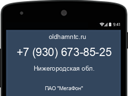 Мобильный номер +79306738525. Оператор - ПАО "МегаФон". Регион - Нижегородская обл.
