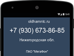 Мобильный номер +79306738685. Оператор - ПАО "МегаФон". Регион - Нижегородская обл.