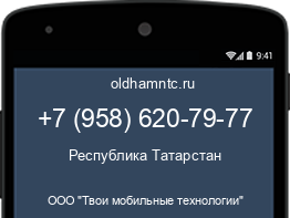 Мобильный номер +79586207977. Оператор - ООО "Твои мобильные технологии". Регион - Республика Татарстан