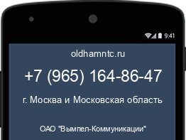 Мобильный номер +79651648647. Оператор - ОАО "Вымпел-Коммуникации". Регион - г. Москва и Московская область